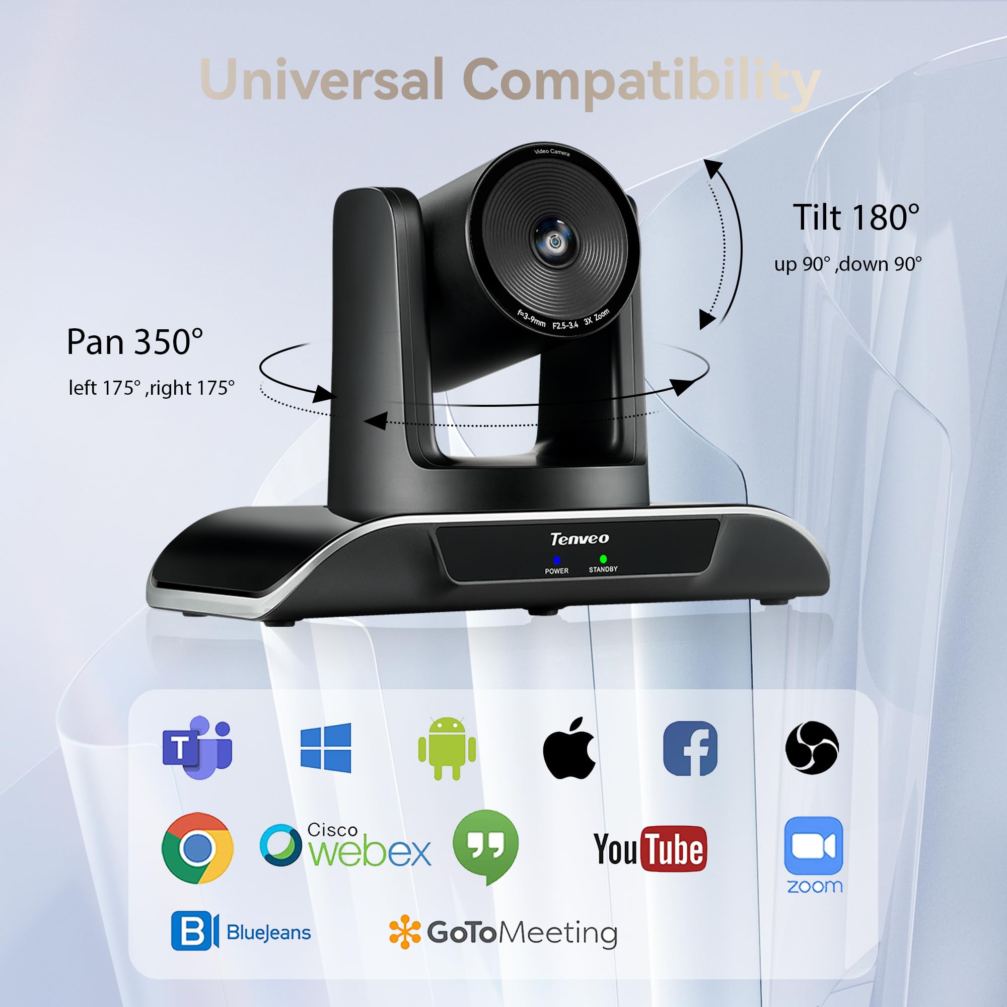 Tenveo 3X Zoom Ottico Sistema di Telecamere per Conferenze con Altoparlante Bluetooth AI Tracking USB3.0/HDMI PTZ Camera 1080P 60FPS Videoconferenza per Riunioni Chiesa Medicina Teams Zoom OBS