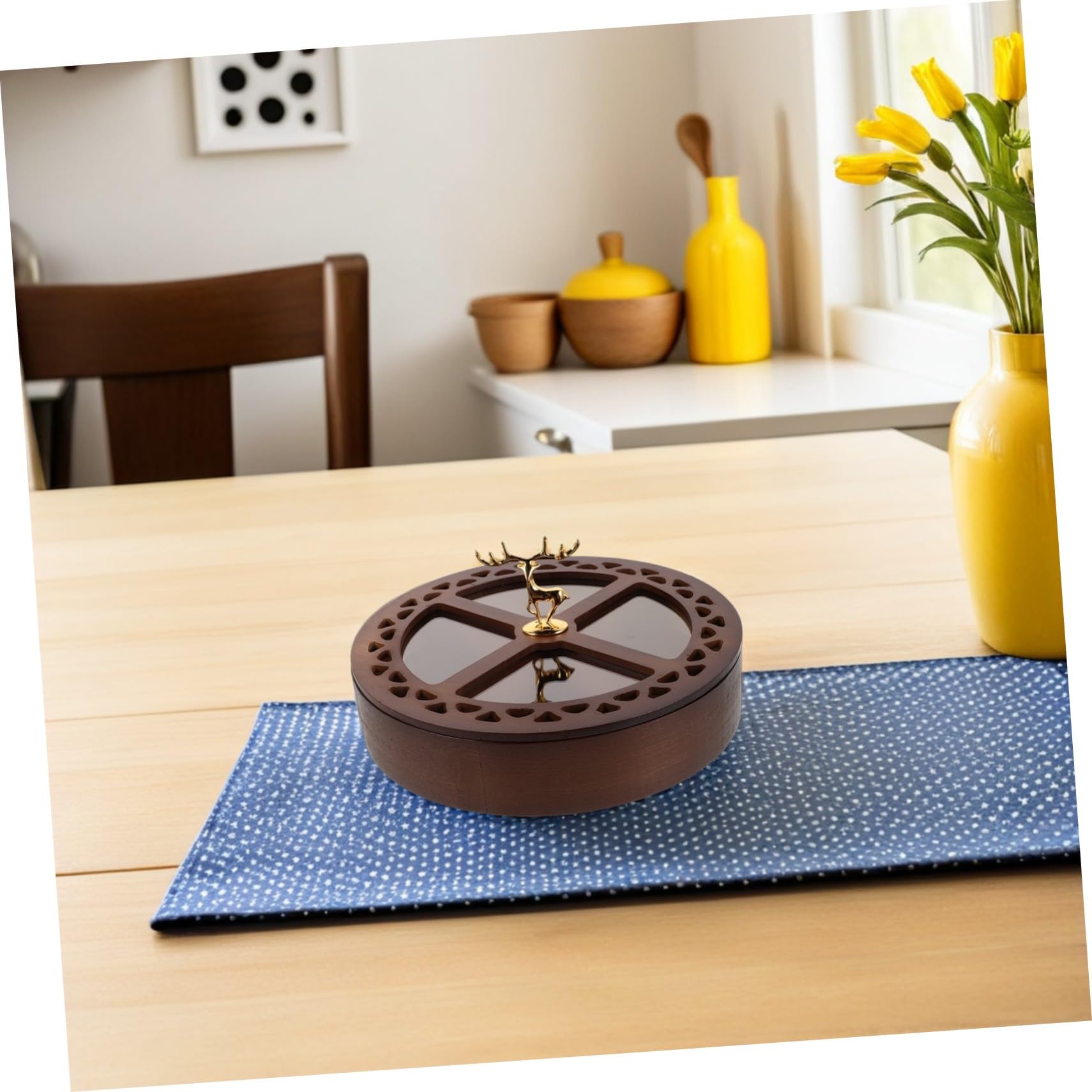 Zerodeko Boîte De Rangement à Couvercle avec Quatre Compartiments pour Fruits Secs Et Noix Plat De Service à Bonbons Et Noix Hermétique