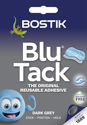Bostik Blu Tack Grey - Handy Size - Multipurpose Reusable Adhesive - Safe & Easy to Use - Non-Toxic