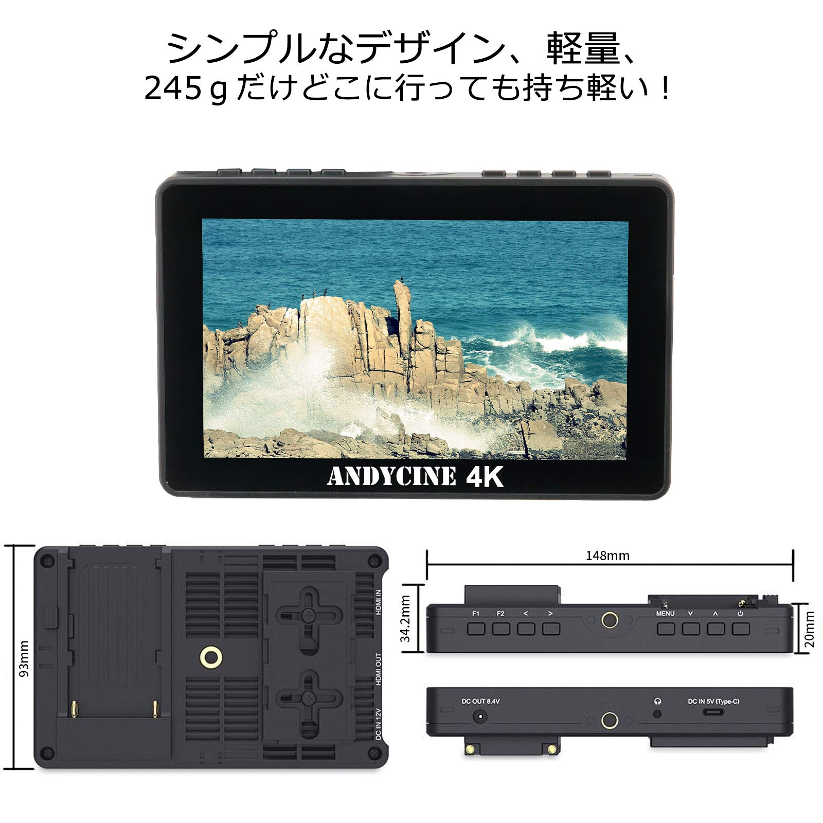 Amazon | ANDYCINE カメラモニター 5.5インチ タッチスクリーン HD A6