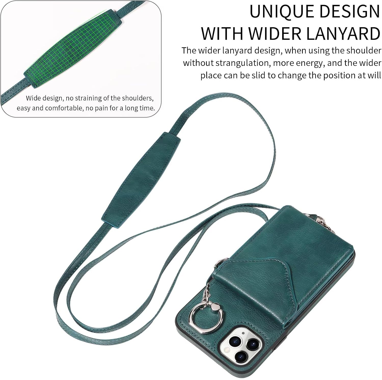 Compatible with iPhone 11 Pro Max Wallet Case, Premium PU Leather with 5 Card Slots Durable Ring Holder Phone Case with Strap, Ejector Pin & SIM Card Storage, Protective Shockproof Phone Cover Green