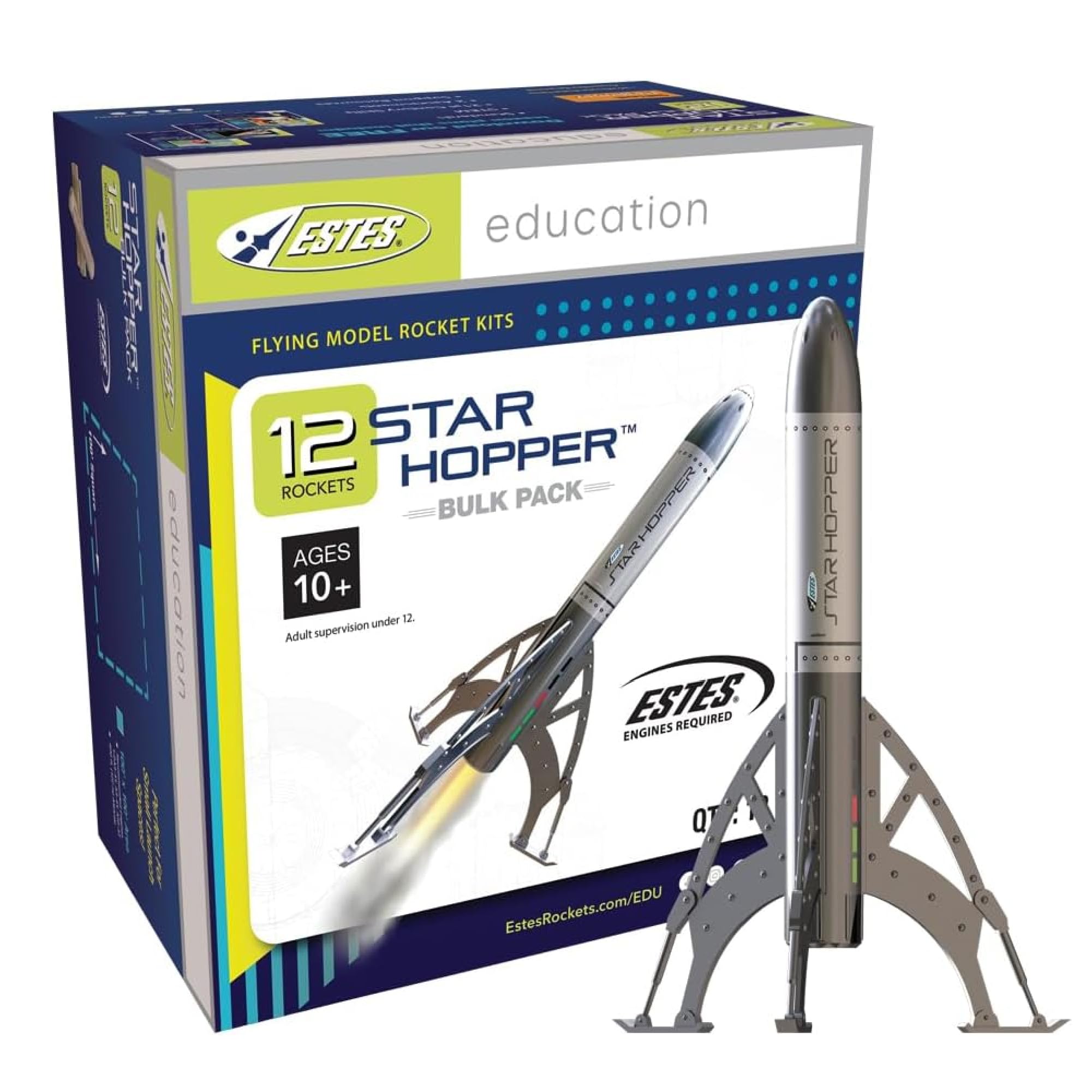Estes 1721 Paquete a granel de 1721 kits de construcción de cohetes Star Hopper, kits de modelos de cohetes voladores encajables para principiantes, para experimentos científicos en el aula de 10 años