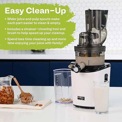 Miniatura 2 de Kuvings Exprimidor lento entero REVO830SWP Máquina exprimidora de prensa en frío  Canales de alimentos extra anchos de 3.465 in y 1.890 in  Motor