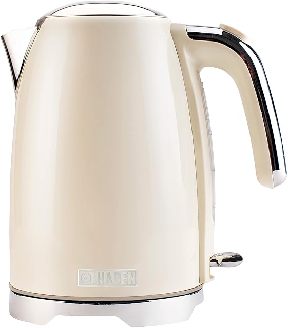 Haden Brighton Cornish Cream Kettle  Jug-Style Electric Fast Boil Kettle - Stainless Steel Body - Boil Dry Protection - Water Window And Scale - 3000W - 1.7L