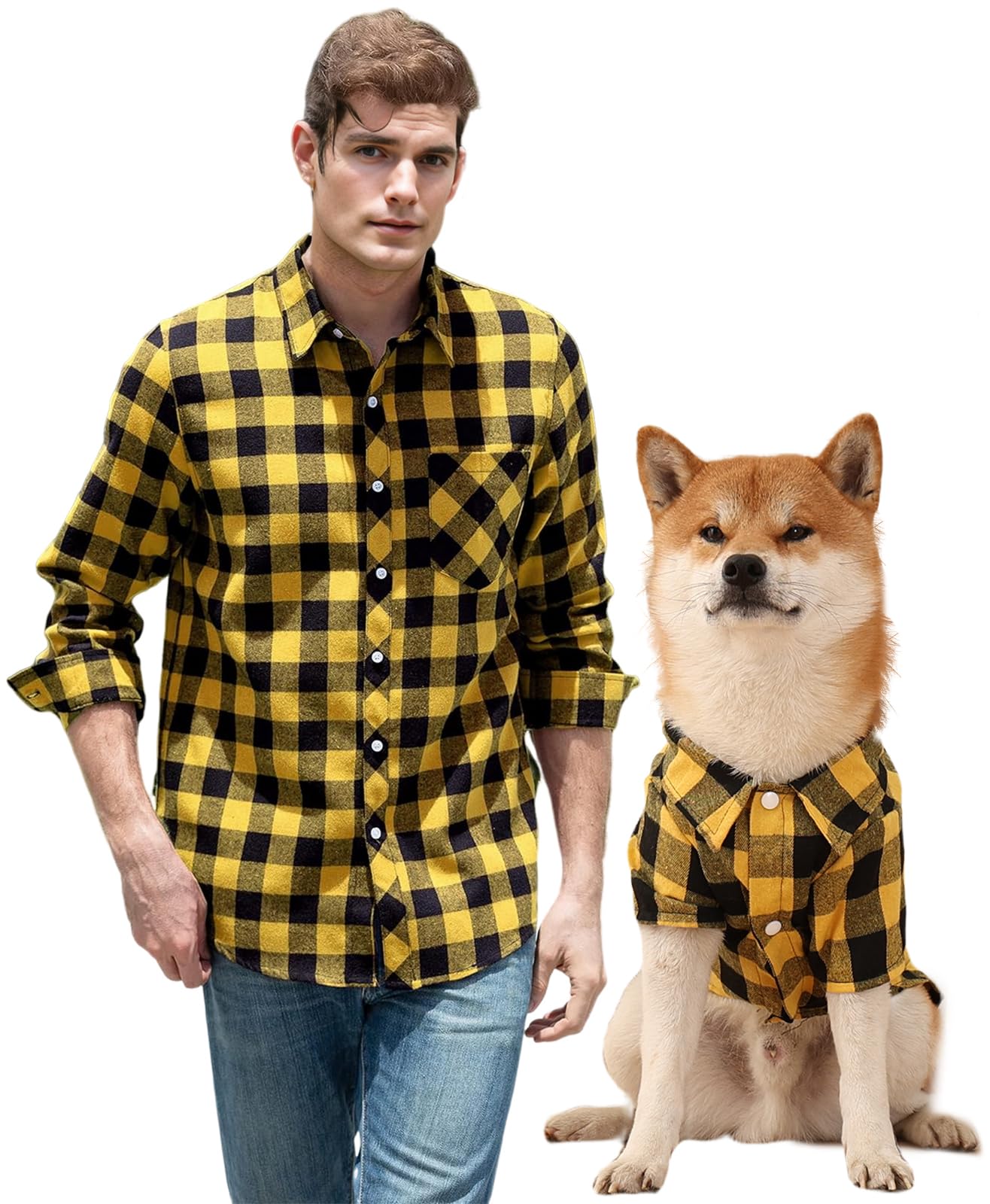 Harbyel Dog Shirts Plaid Dog Shirt Dog Clothes for Small Medium Large Dogs Owner and Pet Shirts are Sold Separately