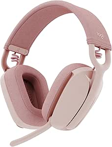 Logitech Zone Vibe 100 Auriculares inalámbricos ligeros, Micrófono con cancelación de ruido, Bluetooth multidispostivivo avanzado, Funcionan con Teams, Google Meet, Zoom, Mac/PC - Rosa