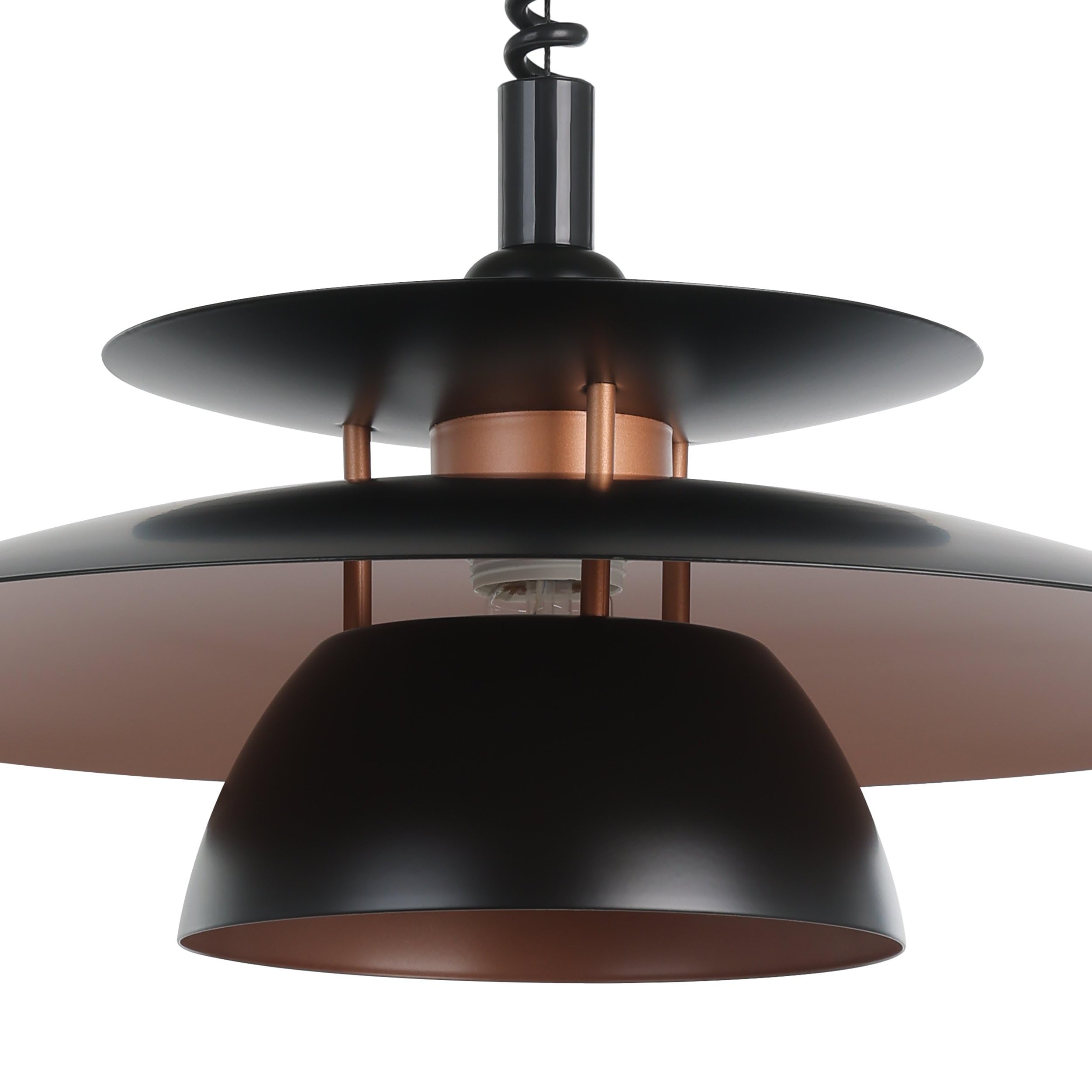 Eglo Lámpara colgante Brenda, lámpara suspendida de 1 luz, hecha de metal | y plástico, lámpara para mesa de comedor en negro y cobre, lámpara de salón colgante con casquillo E27, Ø 43 cm