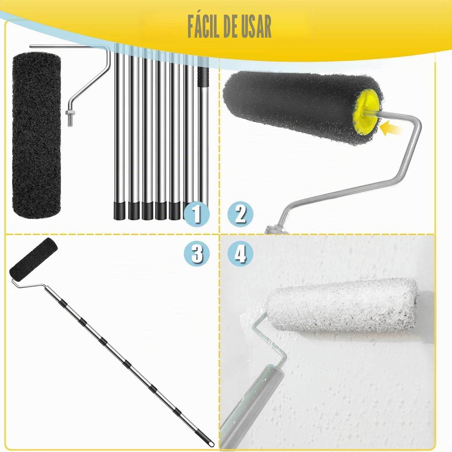 Rodillo de espátula, rollo de 23 cm para masilla, rodillo de revestimiento para masilla, rodillo especial para masilla, rodillo de nailon premium para masilla con grillete
