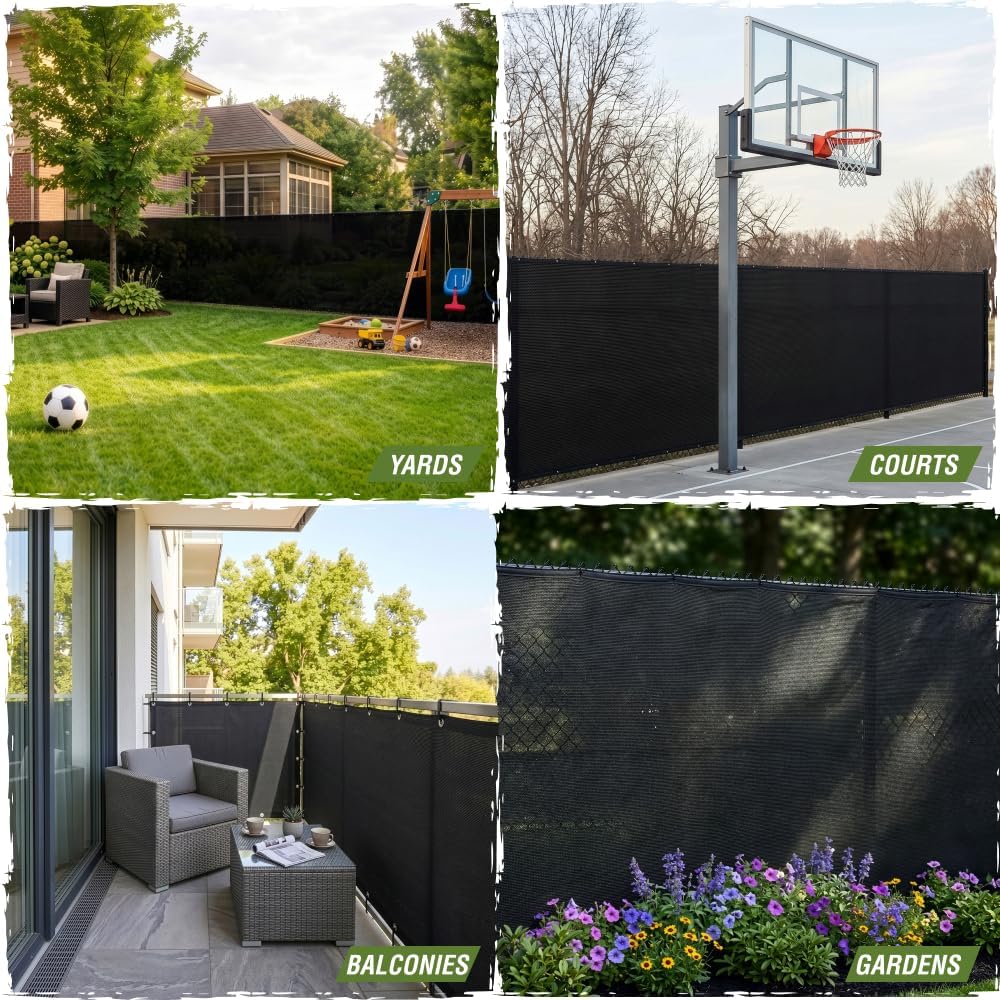 RUGGED RHINO Fence Privacy Screen 180 GSM Heavy Duty Mesh, 4x50 FT Black