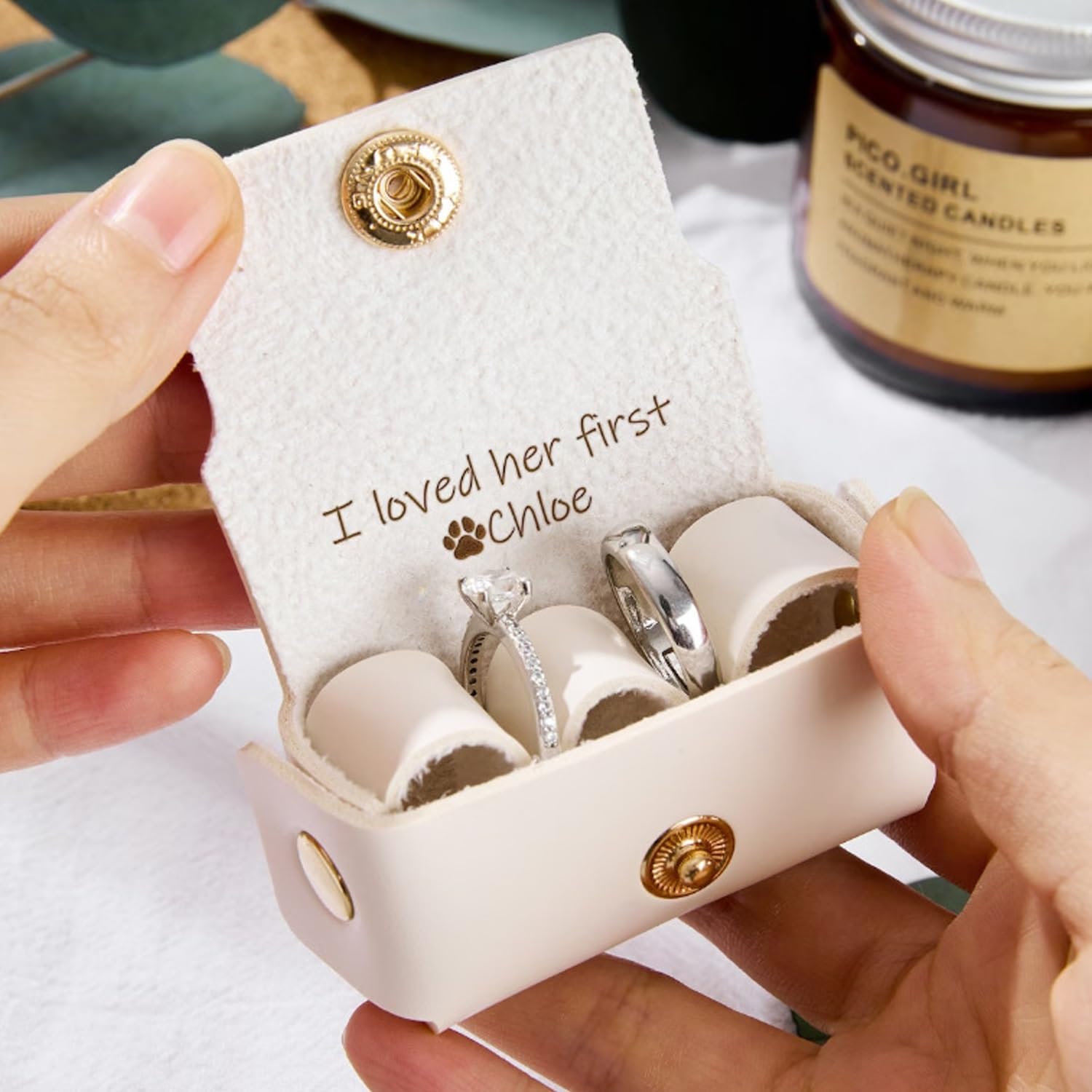 Minxltd One Color Personalised Wedding Ring Bearer Pouch For Dogs, Custom Leather Ring Box Proposal-Dog Ring Bearer, Wedding Ring Box For Dog Collars, Personalised Wedding Ring Holder For Pet Ring Bearer