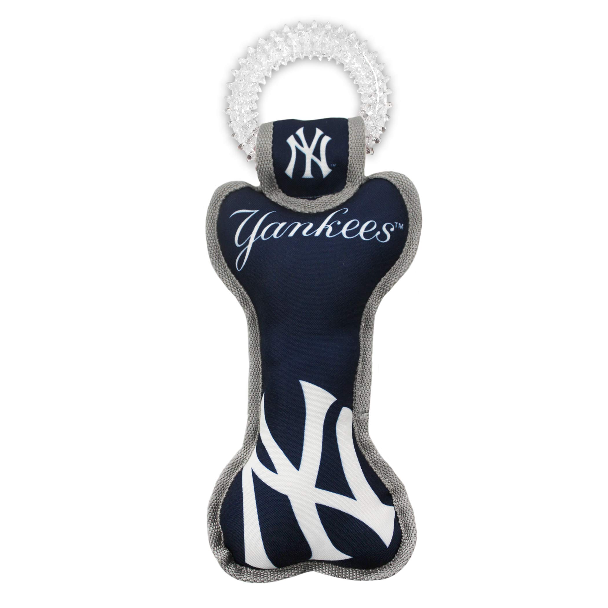 Pets First MLB New York Yankees Best Rubber Toothbrush Sports Dog Ring Toy, Blue, 11 x 6