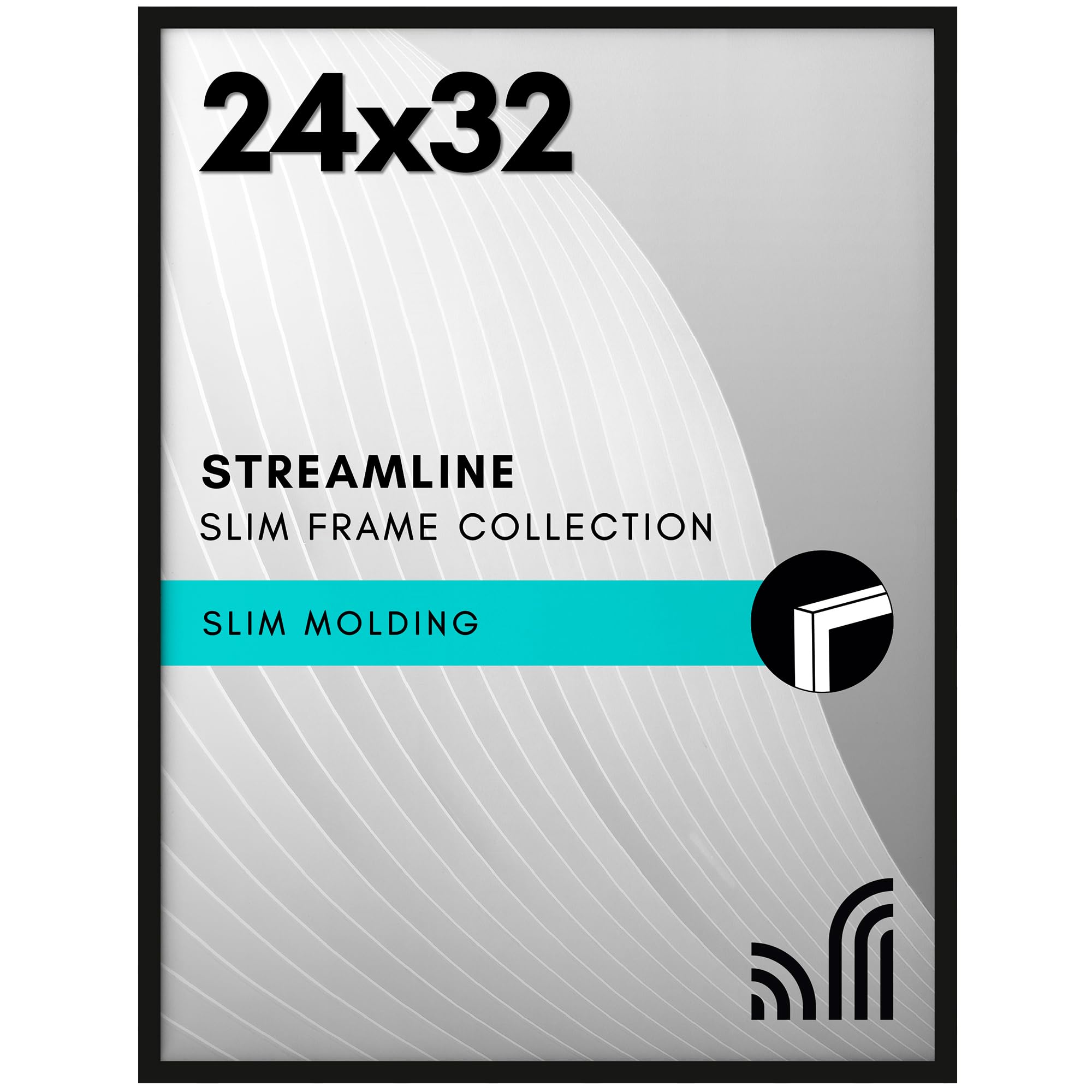 Americanflat 24x32 Poster Frame with Polished Plexiglass - Streamline Collection - Thin Border Picture Frame for Wall Display - Hanging Hardware Included - Black Black 24x32