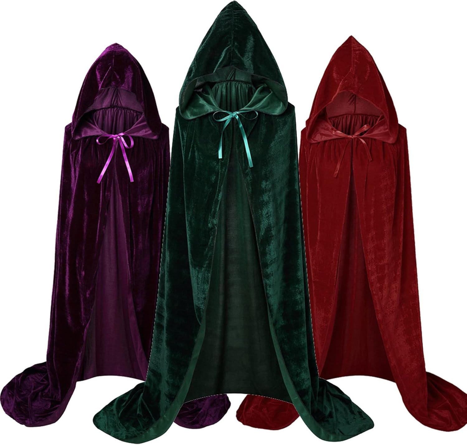 adults witch sarah hooded cloak cape winiifred sisters halloween cosplay costume velvet robe large(120-140cm) purple
