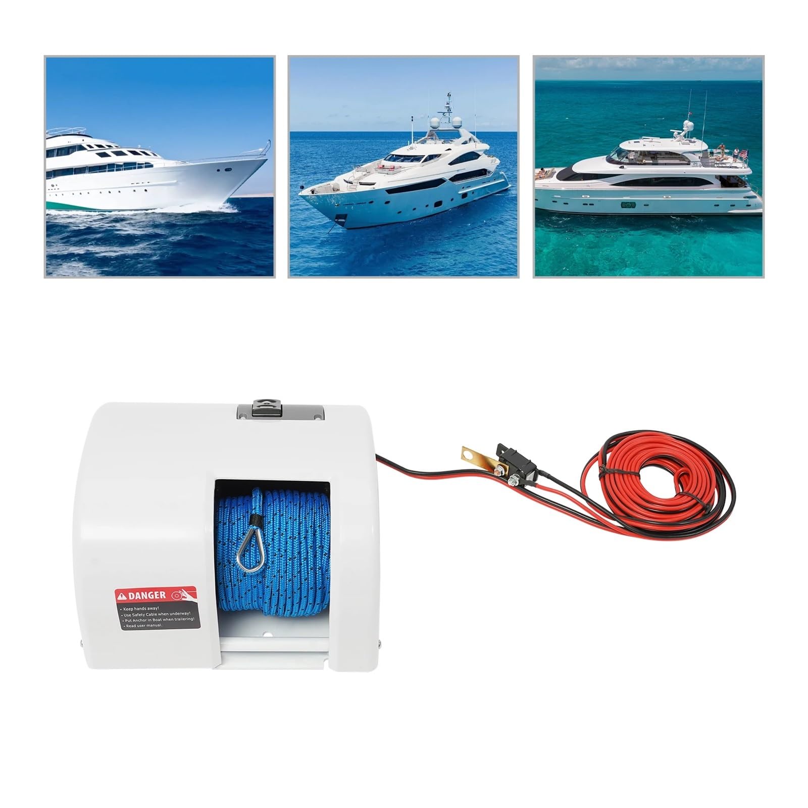 Kit salpa ancora elettrico 12 V per uso marino, compatibile con acqua salata con telecomando e staffa per prestazioni di ancoraggio potenti