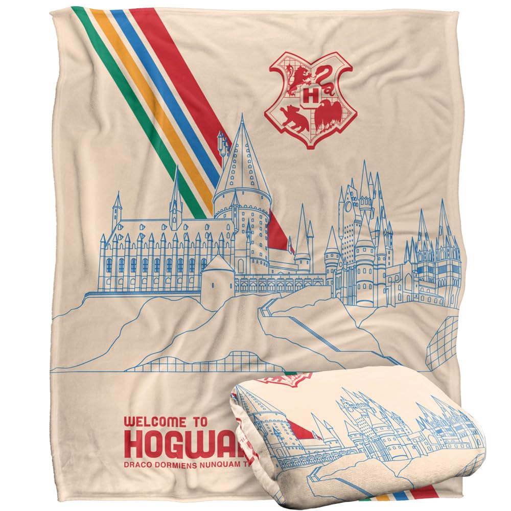 Harry Potter Hogwarts Blanket - White - 152 x 127 cm