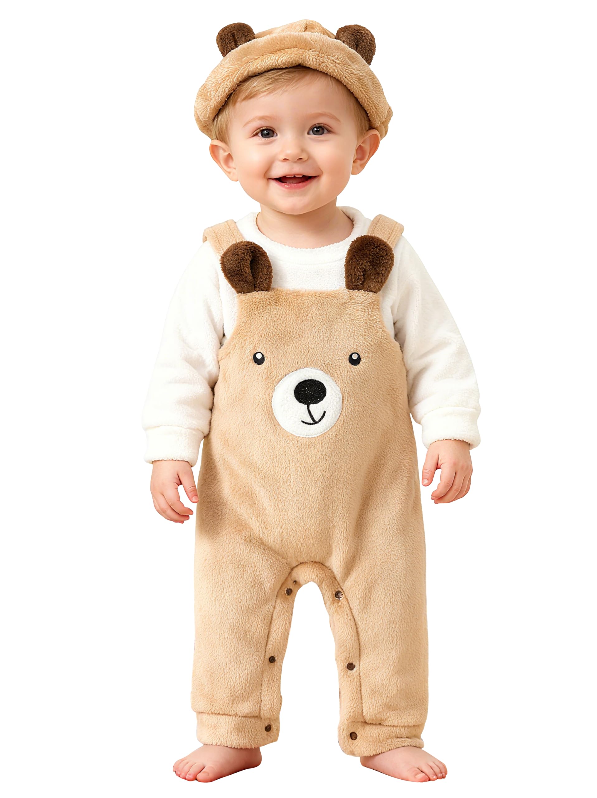 Adorable Warm Baby Bear Romper Set with Hat Stylish 3 Piece Fall Winter Outfit for 0 18M Infant Boys Girls