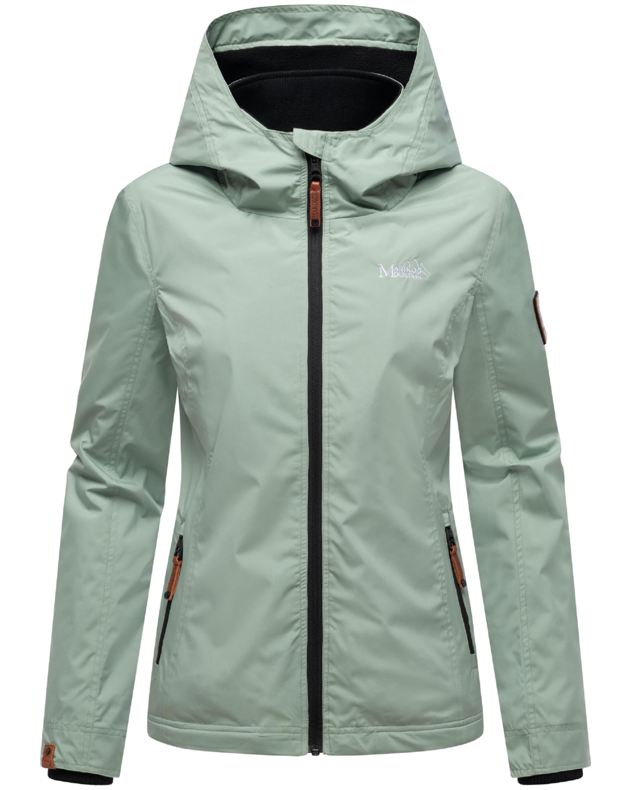 MARIKOO leicht gefütterte Damen Übergangsjacke kurze Sommerjacke mit kuscheligem Fleece-Innenfutter und großer Kapuze Erdbeere XS-6XL
