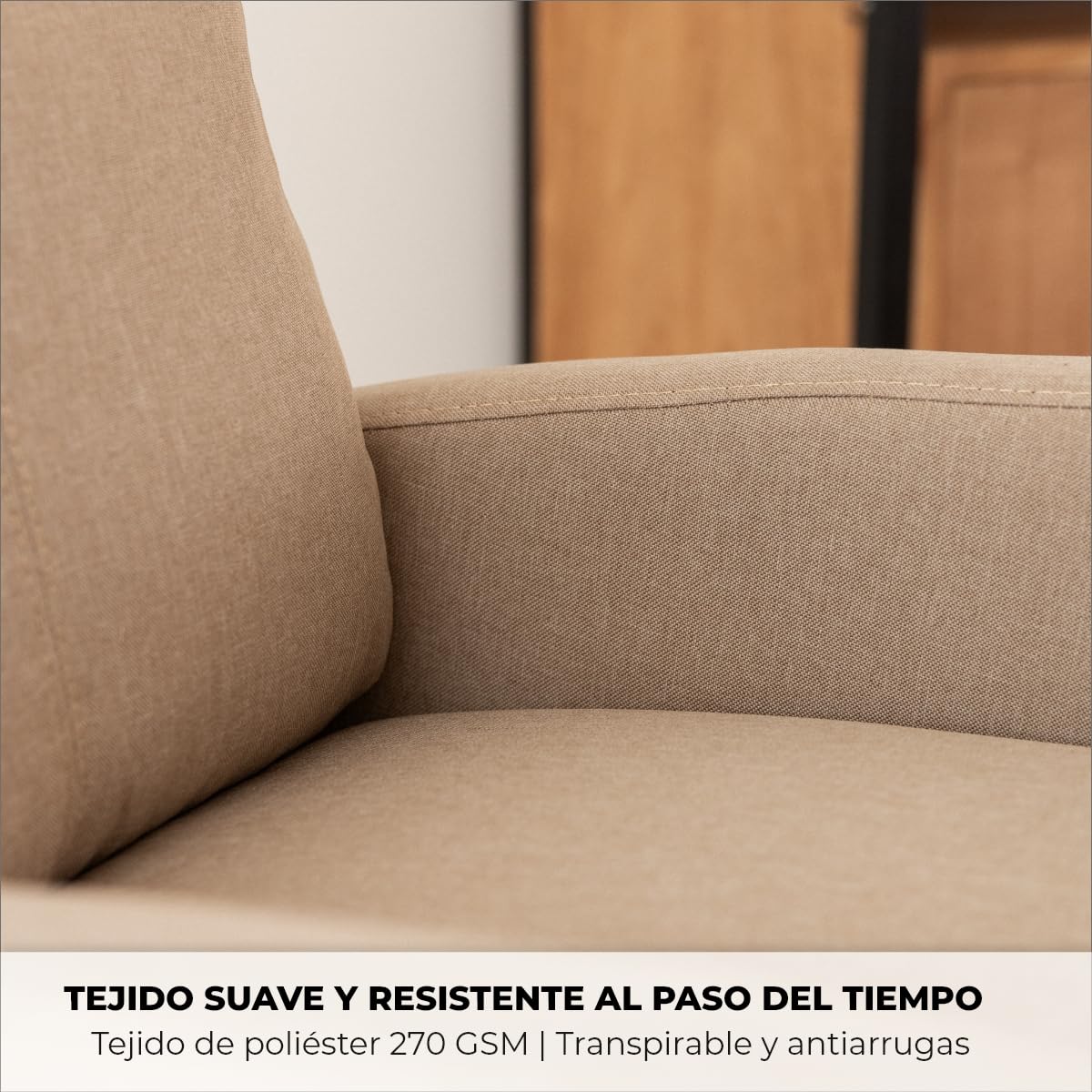 ZZ DON DESCANSO - Sillon Relax Reclinable Tela Verona (63x74x105cm). Sillón Reclinable Compacto con Reposapiés, Apertura Push, 2 Posiciones y Posición Cero, Butaca Reclinable hasta 160º (Arena)