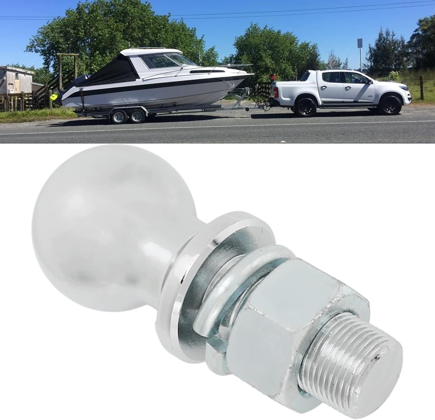 6000LB Trailer Hitch Ball, 2inch Diameter Towing Ball, Heavy Duty Iron Trailer Hitch Ball with 1 X 2 1/8inch Shank, Includes Hex Nuts and Screw Lock Washers for Secure Installation