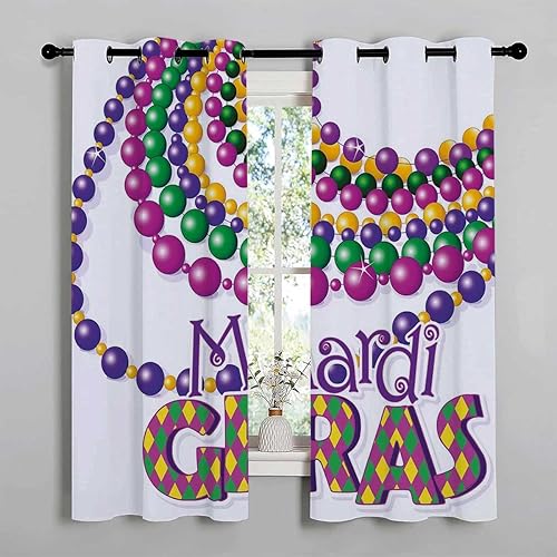 Miniatura 3 de Cortinas para Cocina Mardi Gras Grommet Short Closet Door Curtain Blackout Grommet Curtains 63Inch Width by 80Inch Length,2 Panels