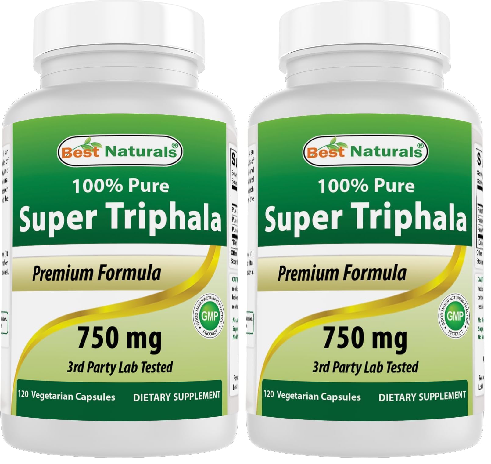 Best Naturals Triphala 750 mg 120 Vcaps (Pack of 2) 120 Count (Pack of 2)