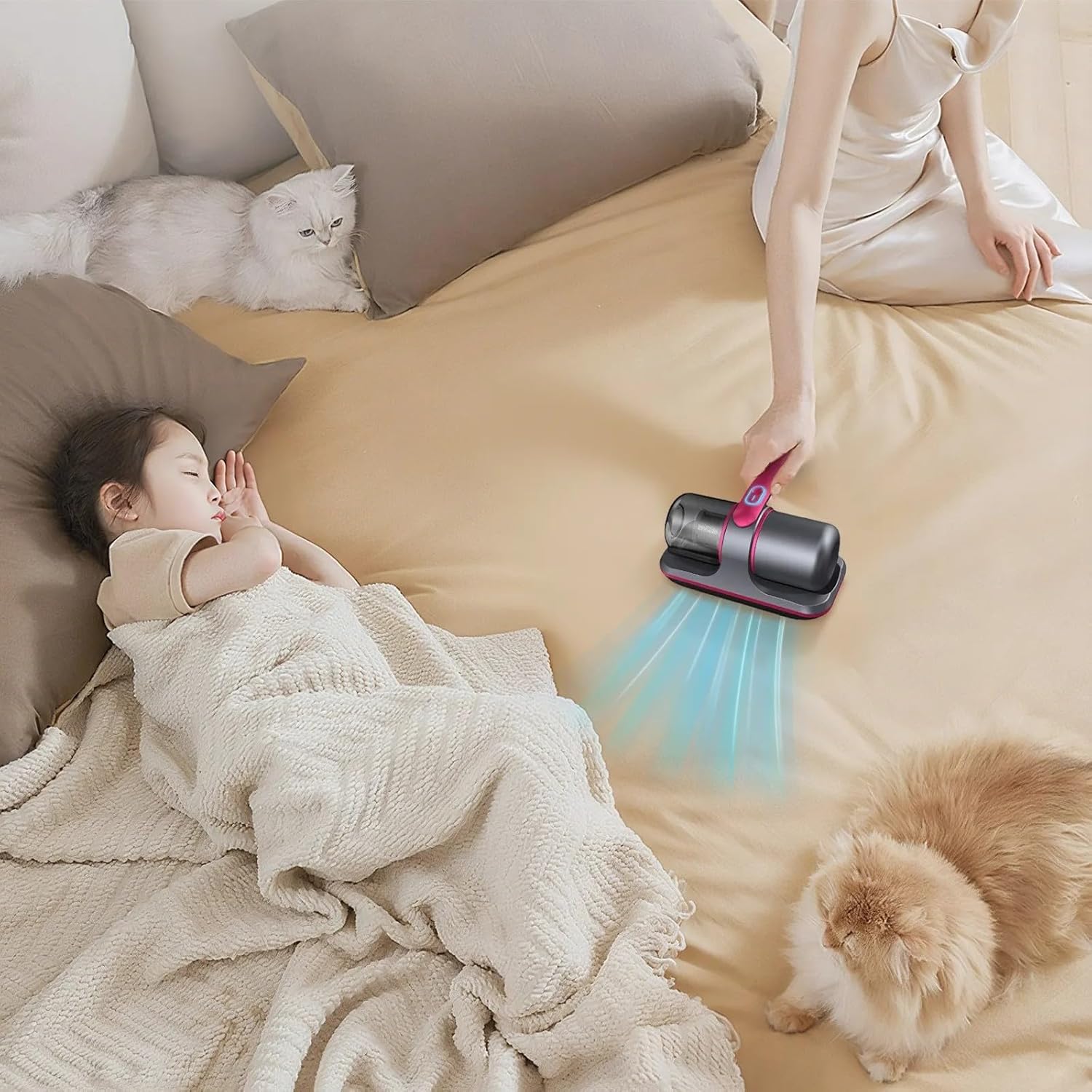 Aspirapolvere antiacaro con filtro, senza fili, portatile, potente, per la pulizia della casa e della tappezzeria