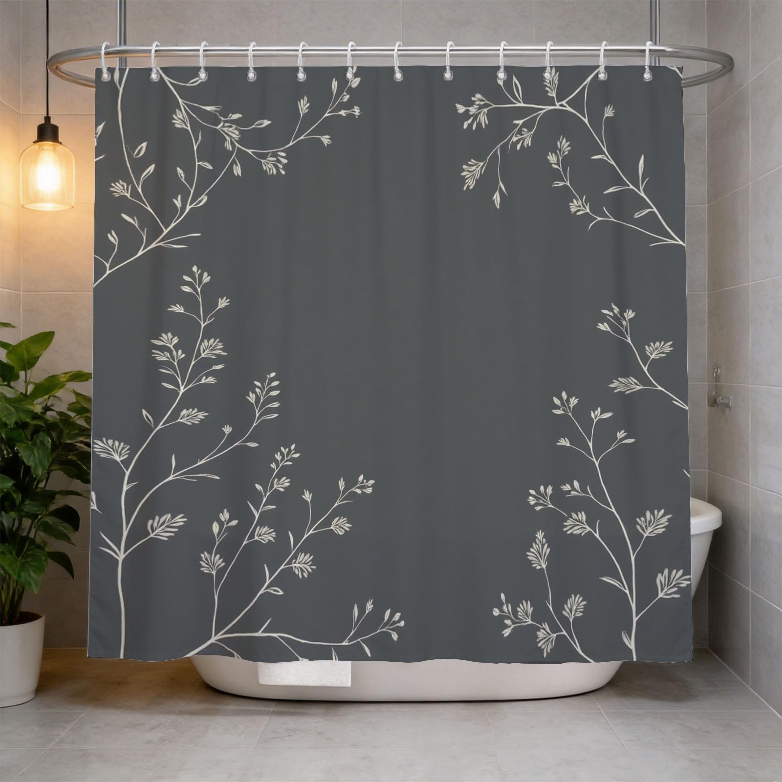 Hongduo 3D Tree Branches Shower Curtain for Stalls Bathtubs Art Landscape Bathroom Decor Shower Curtain Set Polyester Fabric Waterproof 200x200cm/79X79 Inch with Hooks