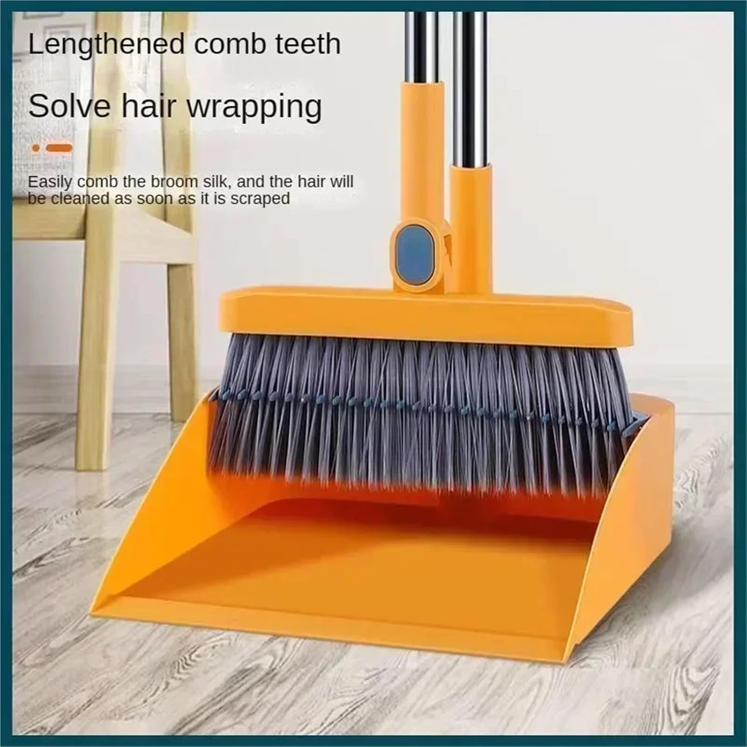Broom Dustpan Set Combination Household Brushs Folding Non Stick Hair Sweeping Tool Single for Cleaning(Color 1)