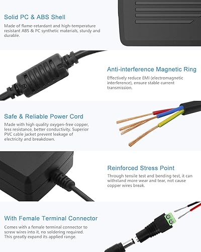 Miniatura 7 de Paquete de 3, fuente de alimentación ALITOVE 12V 5A 12 voltios CC 60W adaptador de corriente 100  240 V CA a CC 12 V convertidor 5 amperios 4A 3A