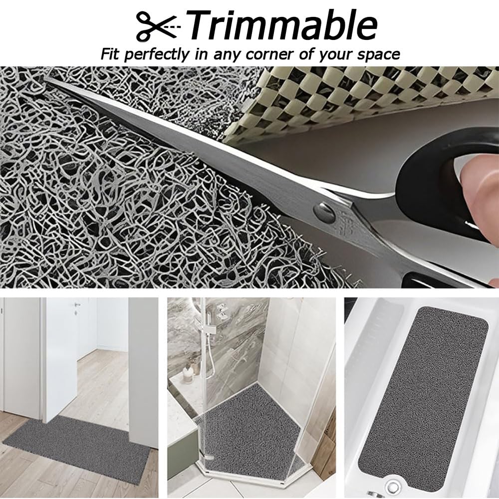 Alfombra de Bañera Antideslizante, Estampado Piedra PVC Lufa Alfombras Ducha con Drenaje, Secado Rápido Almohadillas para Bañera, Baño, Ducha (Azul Grisáceo,100x120cm)
