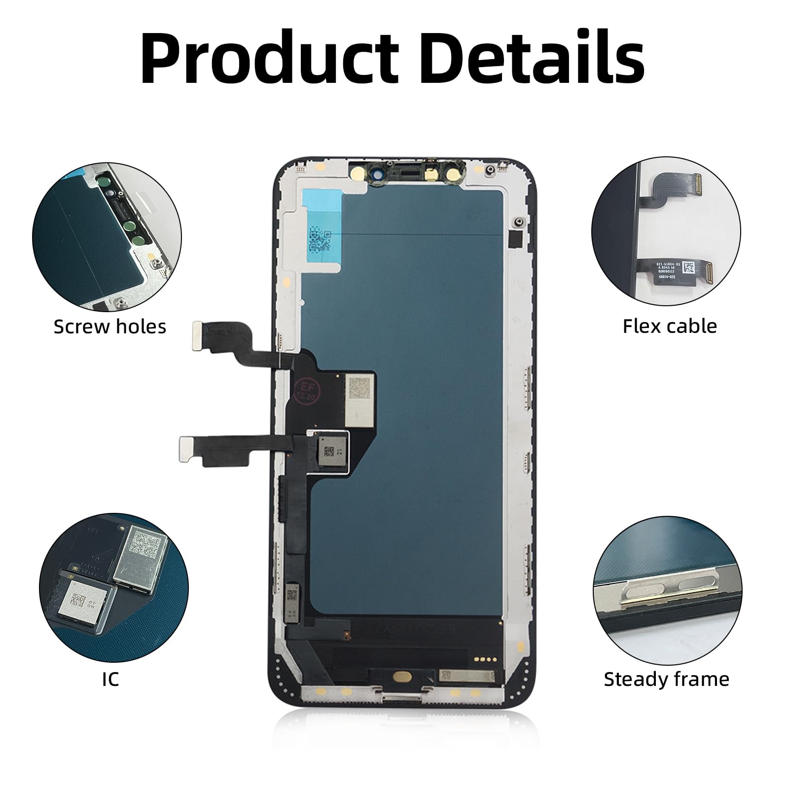 DTD Ekran LCD do iPhone XS Max, wymiana szkła 3D Digitizer wymiana szkła Digitizer 6,5 cala z zestawem naprawczym, dla modelu A1921, A2101, A2102, A2103, A2104