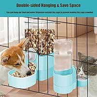 Vista 8 de GPY Juego de comedero automático para mascotas y dispensador de agua para colgar, alimentador automático para conejos y dispensador de agua para Azul