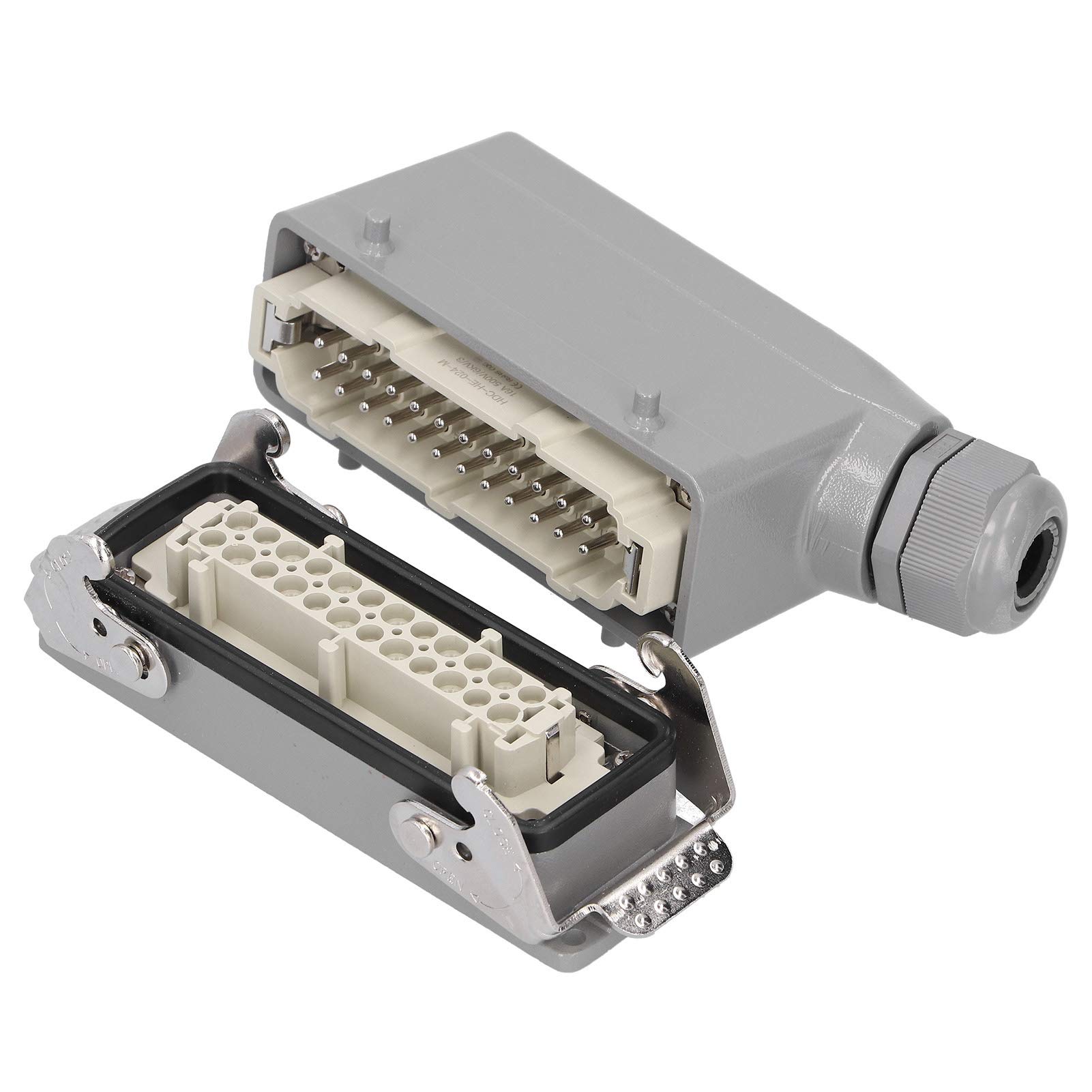 Conectores de Alta Resistencia 500 V 24 Contactos Conector Industrial para Equipos Exteriores Latón Plateado Enchufe Lateral Industrial Resistente para Aplicaciones Industriales