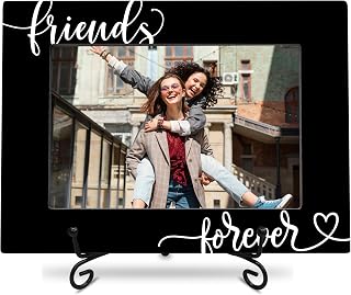 4"X 6" Wooden Picture Frame - Friends Forever - 1 Wood Photo Frame With A Metal Stand - Tabletop Display, Gift For Friends, College, Home & Office Decoration & Supplies Horizontal - A08