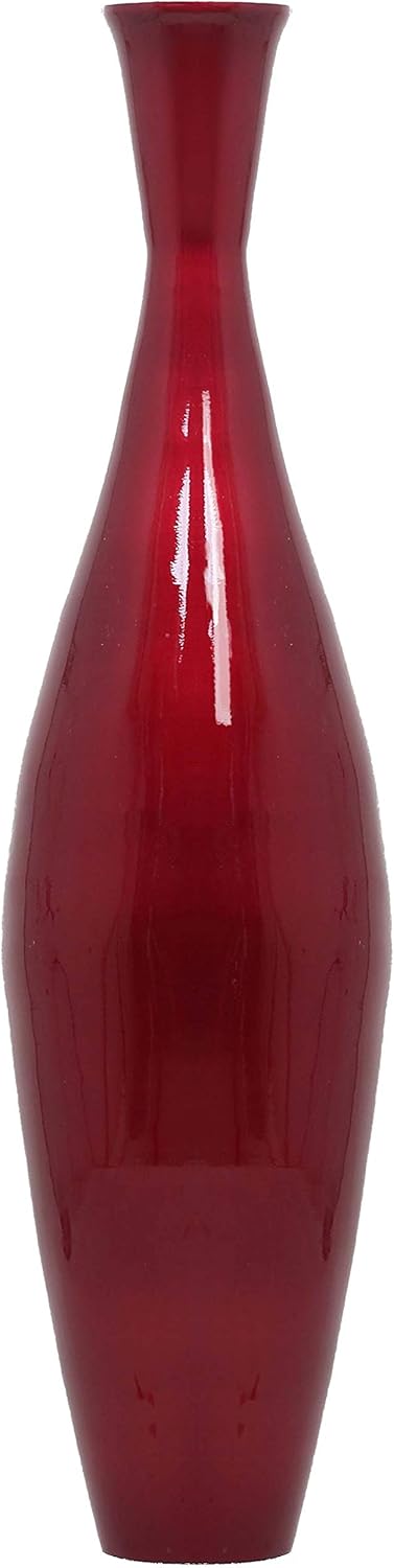 Uniquewise Tall 43"" Inch Modern Bamboo Narrow Trumpet Floor Vase (Red) (QI003889.RD)
