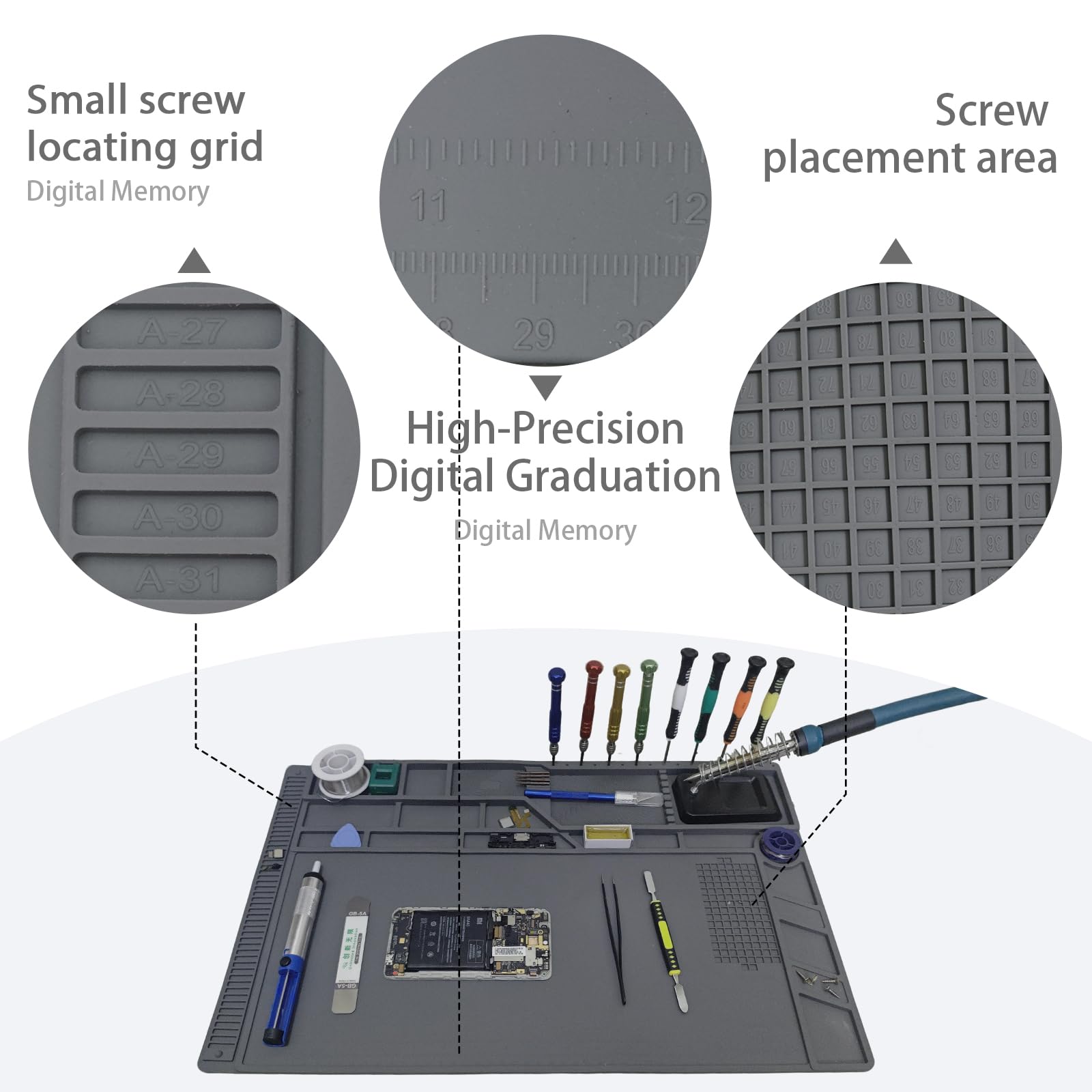 Large Silicone Soldering Mat for Electronic Repair, 21.6 X 13.8 in — Amazon image 4