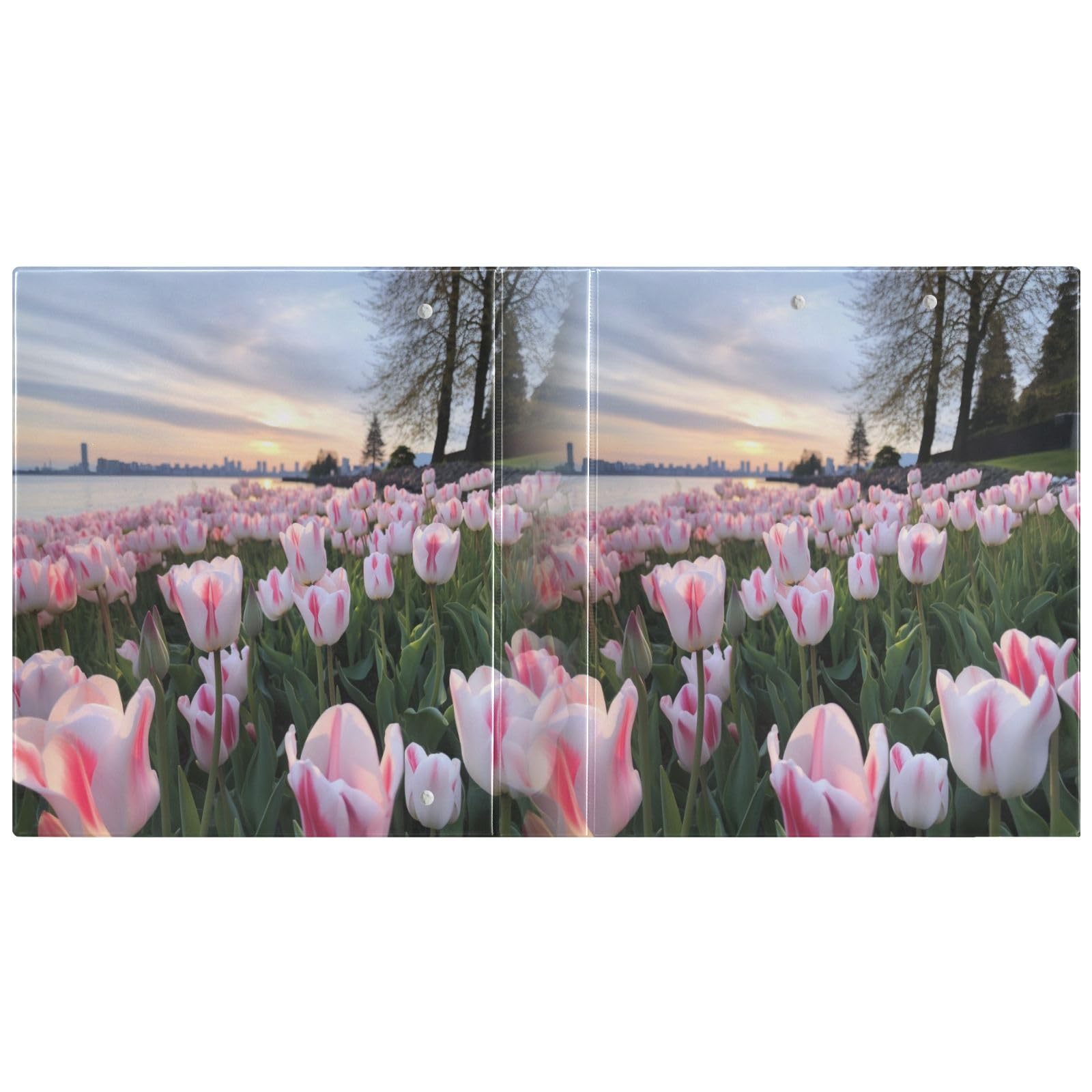 Raccoglitore a 3 anelli con molla a tulipani rosa, anelli rotondi da 3,8 cm, contiene 200 fogli, raccoglitori a 3 anelli con clip in metallo antiscivolo