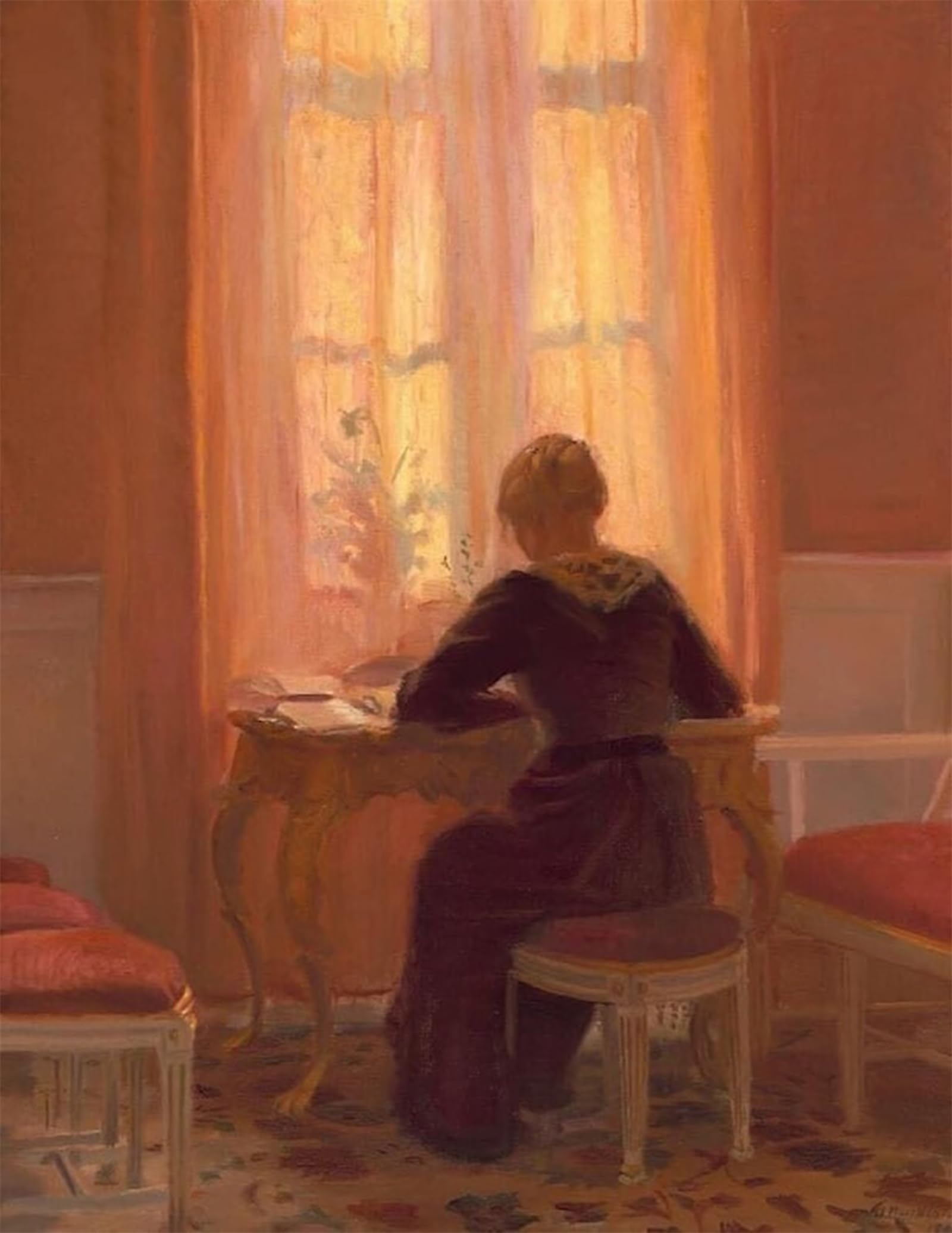 SERENDIPITP Abstract Painting Mural Print Picture Wall Decor Painting the Red Livingroom At Amalievej Frederiksberg by Anna Ancher Vintage Wall Artwork for Home Decor 60x90cm