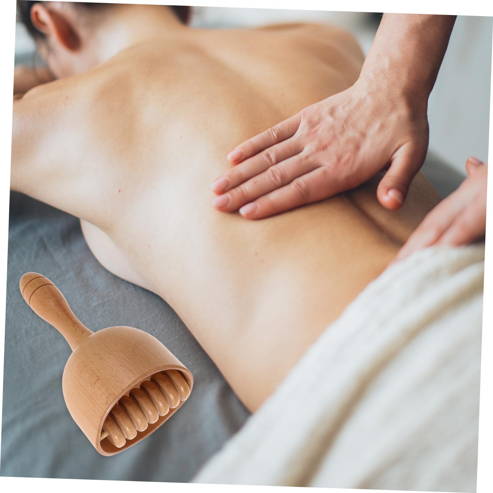VALICLUD Rodillos de Masaje de Madera 2 Piezas Taza de Masajeador Manual Pequeño Antideslizante para Espalda y Músculos Uso Casero Gimnasio y Viaje Cuidado Corporal Relajación Profunda