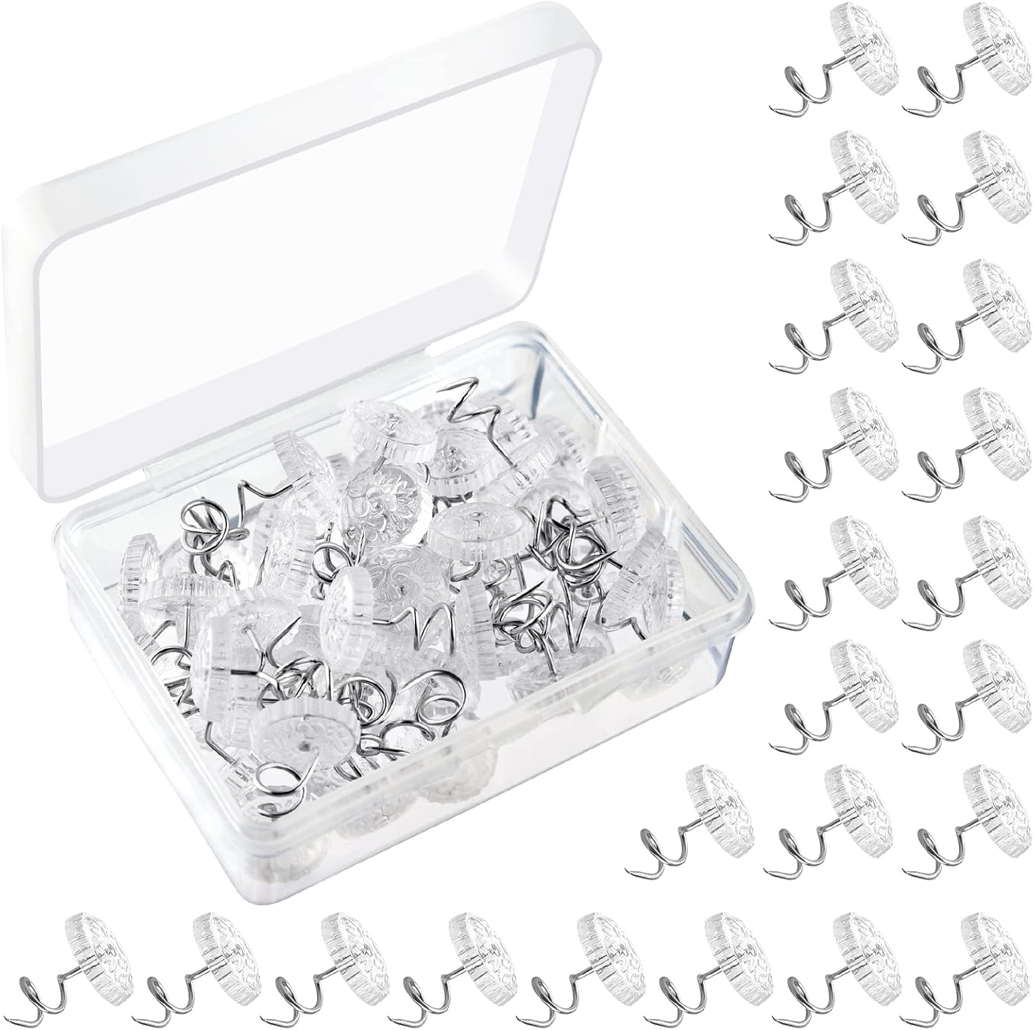 KUUQA 400Pcs Upholstery Twist Pins Clear Heads Tacks Headliner Pin for Hold Slipcovers and Bedskirts Decoration 2