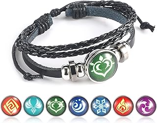 Genshin Impact Bracelet lumineux avec 7 éléments de rechange Yuansh Genshin Impact Élément de jeu Insigne Anime Bracelet périphérique pour enfants adultes fans d'anime