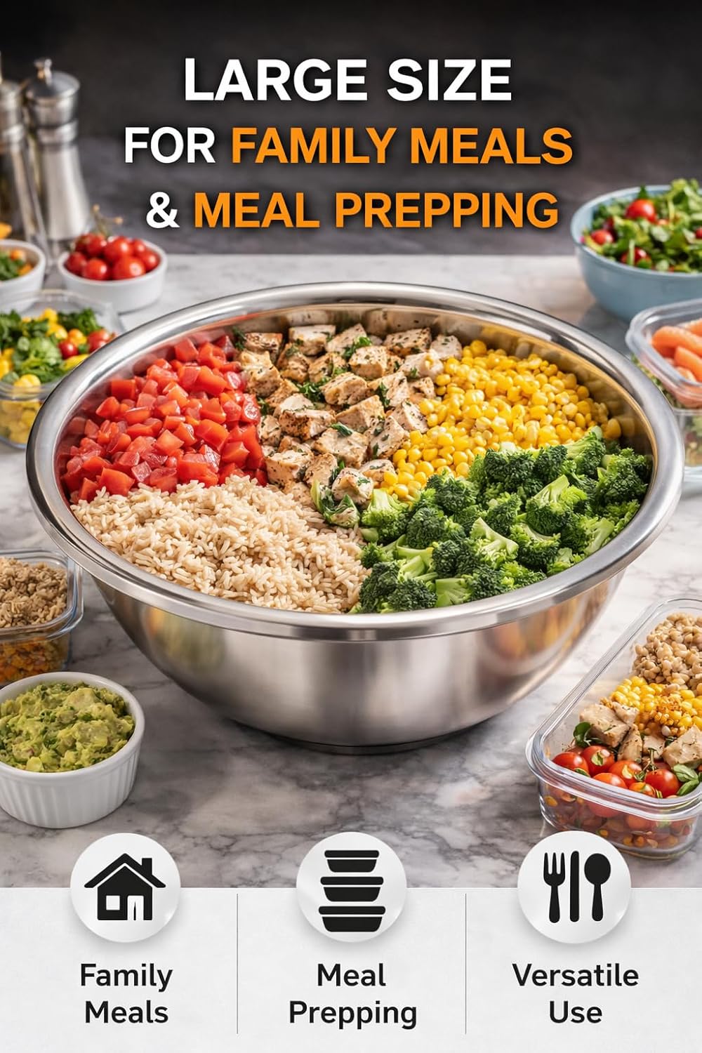 70cm Extra Large Stainless Steel Mixing Bowl, 37 Quart, Heavy Duty, Commercial Grade, Smooth Edge Design, Dishwasher Safe, Restaurant bowl