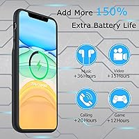 Vista 2 de Funda de batería para iPhone 11, batería recargable portátil extendida de 10000 mAh, compatible con iPhone 11 (6.1 pulgadas), funda de carga