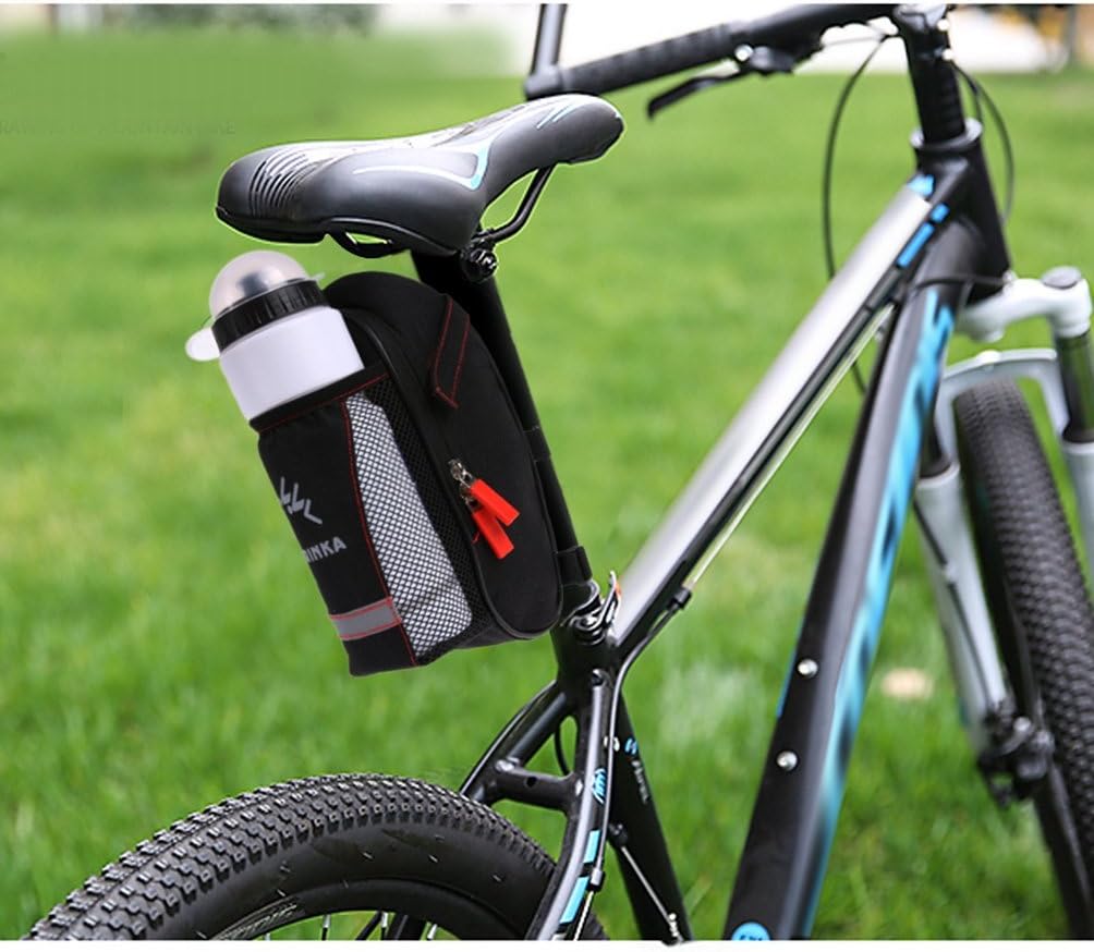 NewShot Bicycle Saddle Bag with Water Bottle Pocket MTB Bike Rear Seat Tail Bags Cycling Rear Seat Tail Bag Bike Accessories