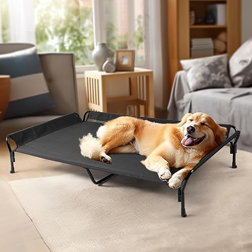 Miniatura 6 de Veehoo Cama elevada refrescante para perro, cama elevada para perro, base de cama para perro a prueba de mordeduras con malla Teslin lavable y
