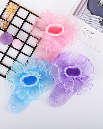 Miniatura 4 de Witwot Calcetines para niña pequeña con volantes grandes de encaje con volantes