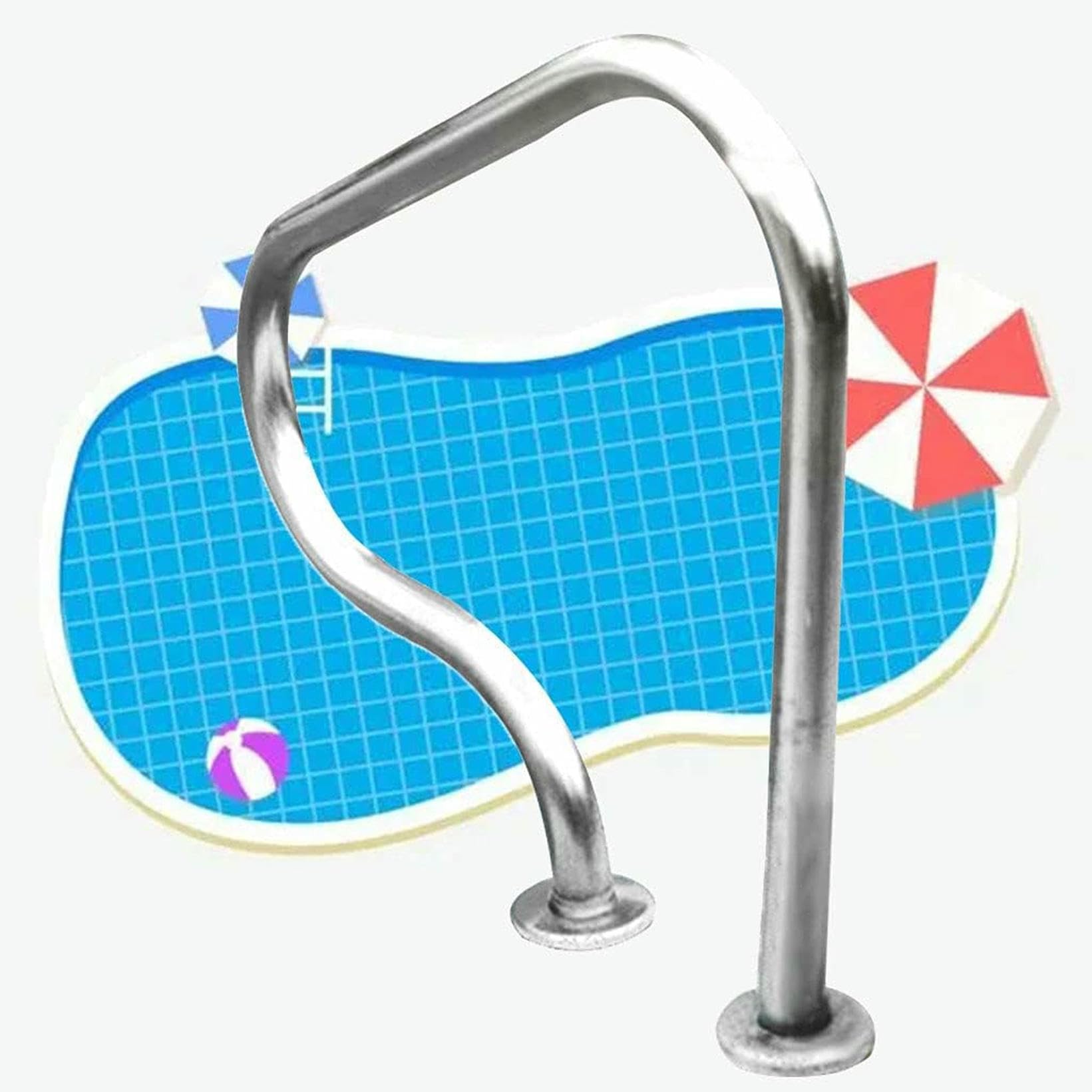 Rampe escalier de piscine facile à monter avec platine solide et manchon de protection