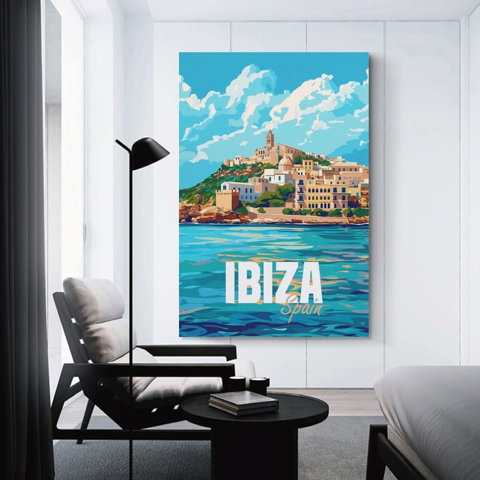 Junmoney Ibiza Spain Travel Room Decor Wall Art, 12x18inch(30x45cm), for Home, Office, Studio Or Guest Room, Canvas Wall Art That Fits Changing Layouts