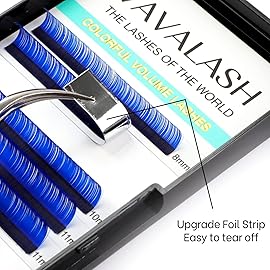 Colored Lash Extensions 0.07mm D Curl Blue Individual Volume Lashes Extensions 8-15 Mix Length Color Eyelash Extensions for Salon (Blue 0.07-D, 8-15mm)