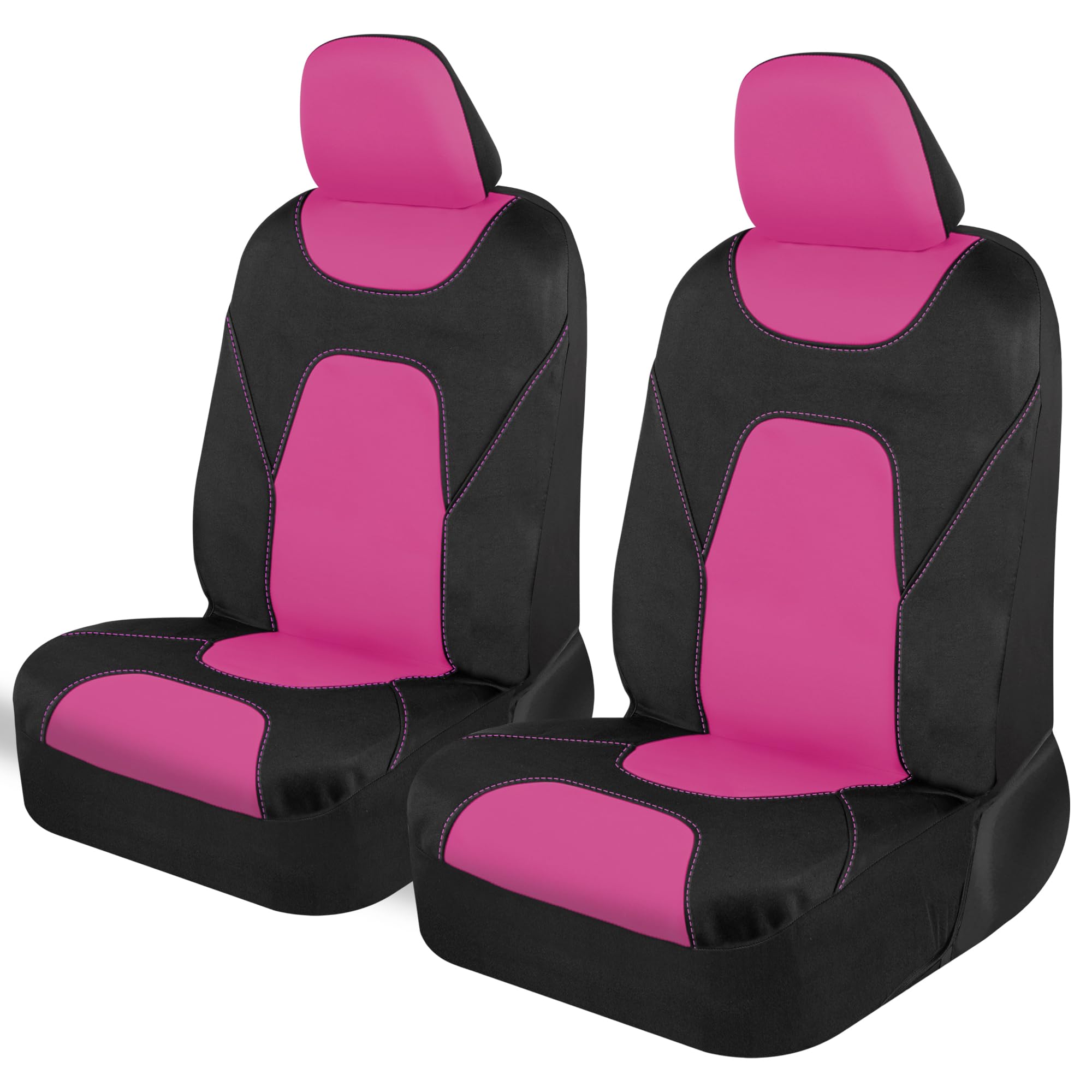 Motor Trend AquaShield Car Seat Covers for Front Seats, Pink – Two-Tone Waterproof Seat Covers for Cars, Neoprene Front Seat Cover Set, Interior Covers for Auto Truck Van SUV